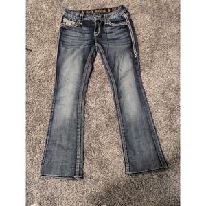 Rock Revival Y2k rhinestone bedazzled Mona cuff straight low rise denim jeans 27